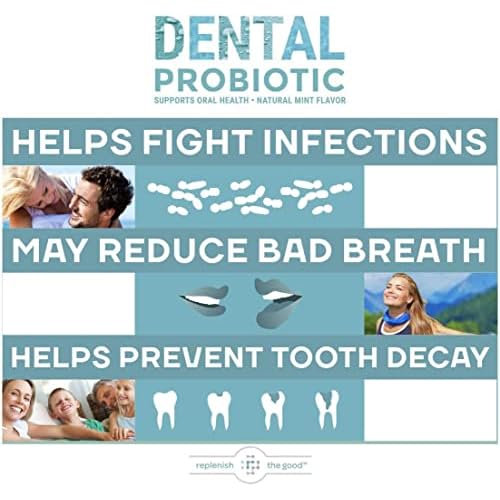 Dental Probiotic, 30 Sugar Free Chewable Tablets, Mint Flavor - Vegan Supplements w/BLIS K12 & M18 - Boosts Oral Health - Fights Bad Breath (Halitosis), Tooth Decay, Strep Throat