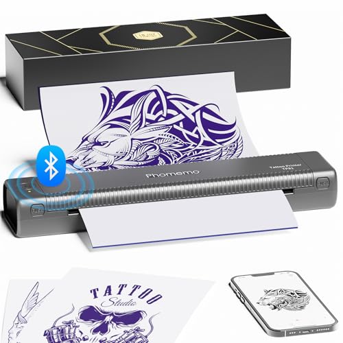 Wireless Tattoo Stencil Printer, Stencil Printers with 10pcs Transfer Paper, Tattoo Printer for Tattoo Artists & Beginners, Compatible with Tablet,Smartphone & PC,Gray