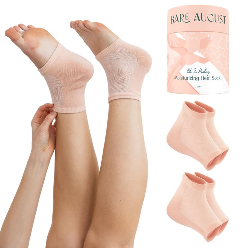 Moisturizing Gel Socks for Dry Cracked Heels - Soft Heel Repair Overnight Comfort | 2 Pairs