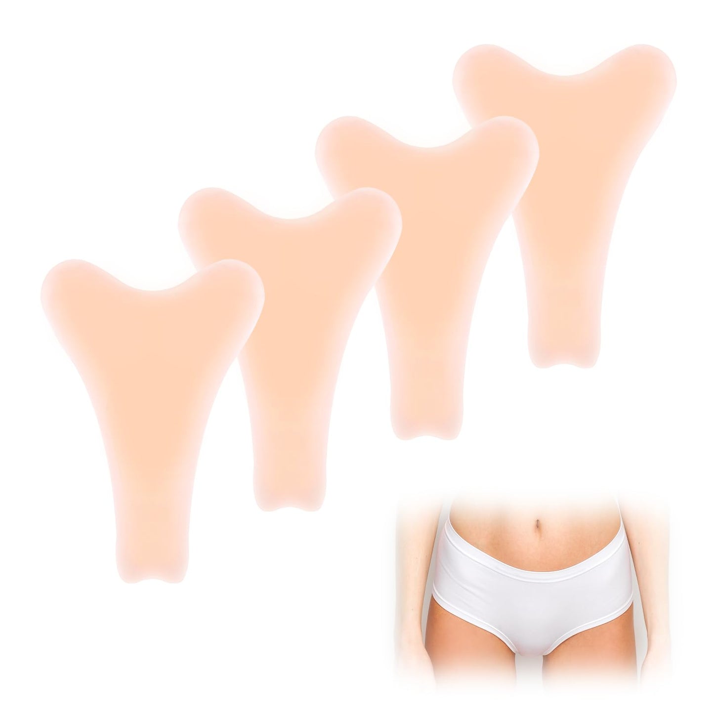 Hoohnnaa 4Pcs Camel Toe Concealer, Y Shape Concealer for Women Reusable Invisible Self-adhesive Silicone Pad Insert for Bikini Swimsuit Yoga Pants