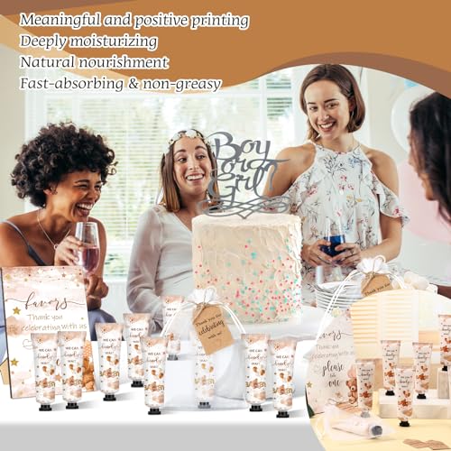 50 Sets Baby Shower Hand Cream with Organza Bag Thank You Card Baby Shower Wedding Gifts for Guests Bridal Wedding Favors for Guests, Thank You Gifts for Women(Brown Bear)