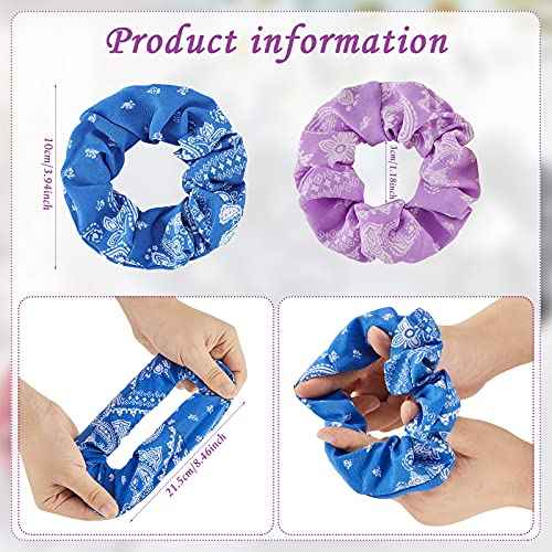 16 Pieces Bandana Scrunchies Cotton Hair Scrunchies Elastic Soft Silk Colorful Bandana Hair Ties Accessories for Women Girls