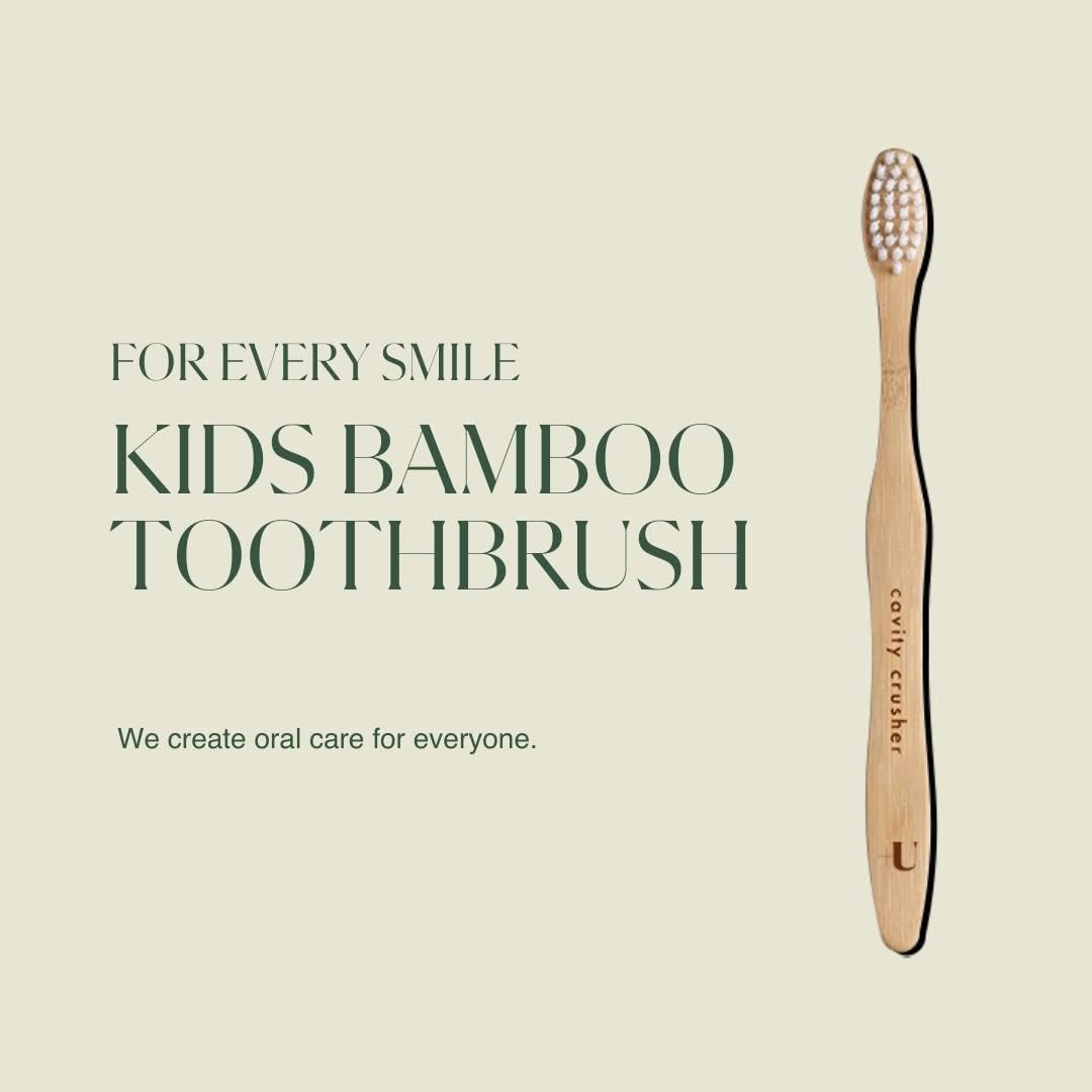 Kids Biodegradable and Eco-Friendly Bamboo Toothbrush - BPA Free Soft Bristle - Dentist-Approved and All-Natural with "Cavity Crusher" Etched on Handles by Plus Ultra