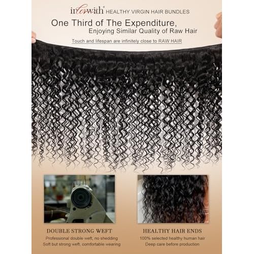 inlovwith Deep Wave Bundles Human Hair, Selected Healthy Curly Human Hair Bundles 100% Unprocessed Brazilian Virgin Hair Wet and Wavy (3 Bundles, 18 18 18 Inches)