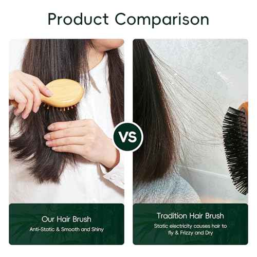 MRD Bamboo Hair Brush Set, 4-Piece Detangling Hairbrush and Comb Kit, Paddle Brush for Women Men Kids, All Hair Types-Gift Box