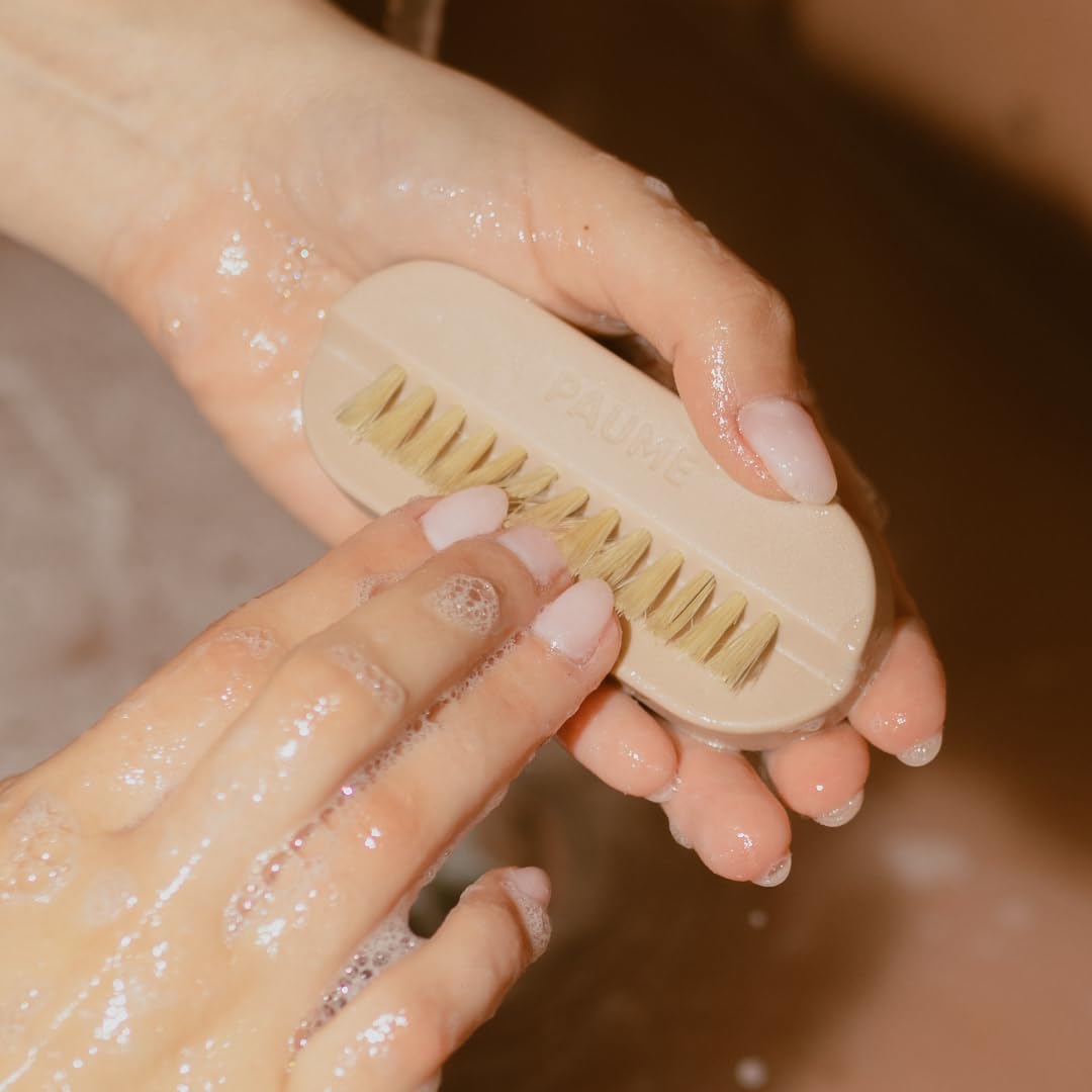 PAUME Hand & Nail Brush - Natural Boar-Bristle Exfoliator for Deep-Cleaning Hands | Wooden Handle