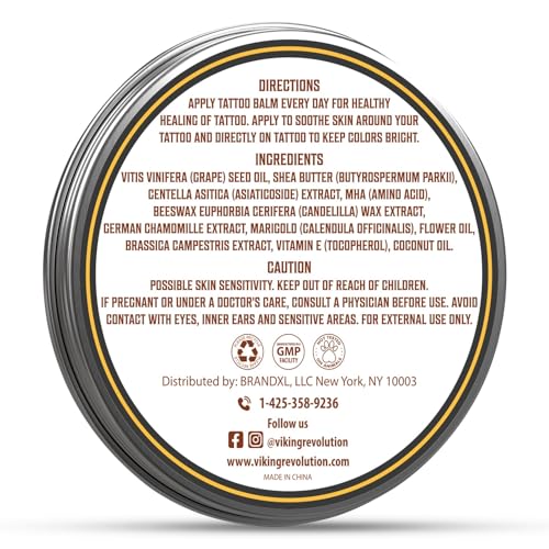 Viking Revolution Tattoo Care Balm for Before, During & Post Tattoo Safe, Natural Tattoo Aftercare Cream Moisturizing Lotion to Promote Skin Moisture, Skin Moisturizer, (2oz,1 Pack)