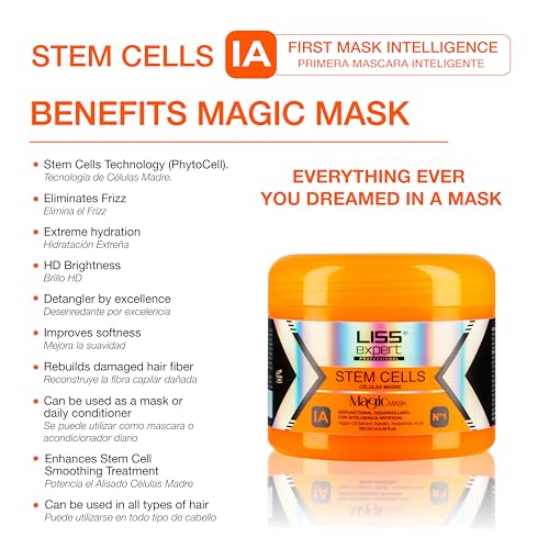 Liss Expert Stem Cells Smoothing Treatment 8.45 oz (ONE shoulder length app) and Magic AI Mask, 8.45 oz Set Hyaluronic Acid, Collagen, Argan Oil, Keratin and Stem Cells for after care SET (1, 8.45)
