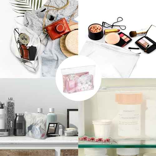 Bokon 100 Pcs Small Toiletry Bags Bulk, 5.12 x 8.11 Inches Clear Makeup Bags with Zipper Travel Pouches Cosmetic Storage Pouches for Women Waterproof Transparent PE Organizer for Travel Vacation