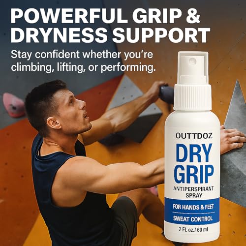 DryGrip Antiperspirant Spray for Hands and Feet ? Extra Strength Sweat Control with 15% Aluminum Chloride ? Grip Enhancer for Climbing, Gymnastics, Weightlifting, Dance and Sports