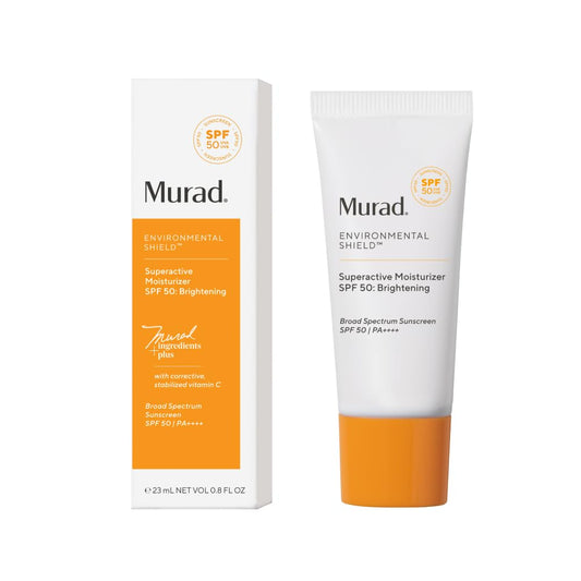 Murad Superactive Brightening Moisturizer SPF 50 Travel - Vitamin C Packed Hydrating Ulta Sheer Facial Sunscreen W/Lipid-boosting Technology for Preventative Aging Protection from UVA/UVB - 0.8 Fl Oz