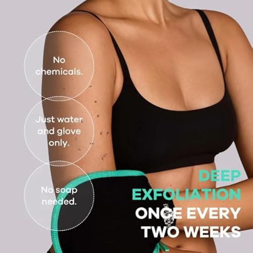 Dermasuri - Deep Exfoliating Glove - Polishing Mitt Body Scrubber - Korean Skin Cleaner Exfoliator - Dead Skin Buffing Treatment - Gifts for Women & Men - Keratosis Pilaris Scrub Remover - (2 Pack)