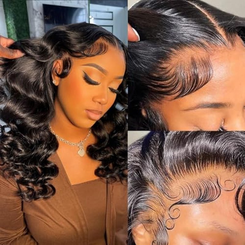13x6 Lace Front Wigs Human Hair Brazilian Glueless Wigs Human Hair Pre Plucked with Baby Hair Body Wave Lace Front Wigs for Women 200 Density HD Lace Frontal Wigs 18 Inch