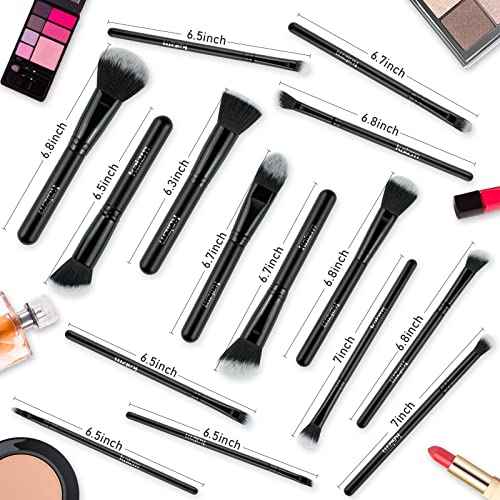 Daxstar Makeup Brushes with a Foldable Case, Makeup Kit 15PCS, Make up Brushes Set Black with 4 Makeup Sponges