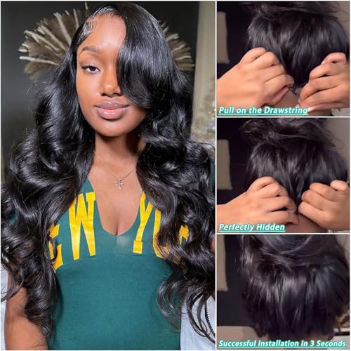 V Part Wig Human Hair Body Wave Glueless No Leave Out Upgrade 16 Inch U Part Wigs Human Hair Clip In Half Wigs 100% Real Human Hair Elastic Drawstring For Women 180% Density Nutural