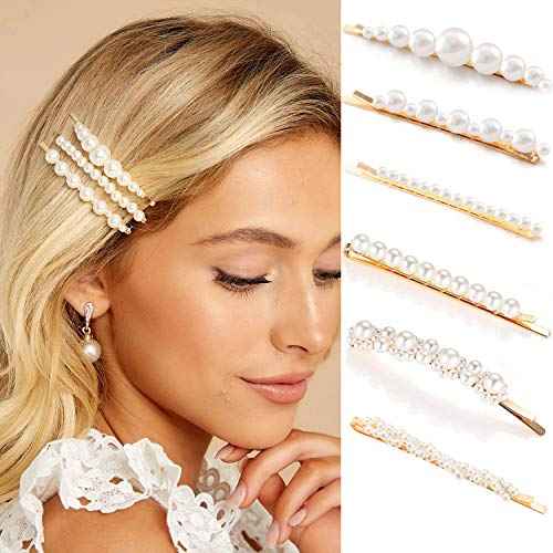 Gold pearl bobby pins Women Girls Valentines Mother¡¯s Day Hair Clip Barrettes Decorative accessories Bridal Wedding Birthday Prom Xmas holiday Party Gift 6 Pack