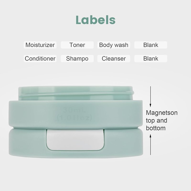 Travel Bottles Set - TSA Approved Leak Proof Containers | BPA Free Refillable Capsules with Labels