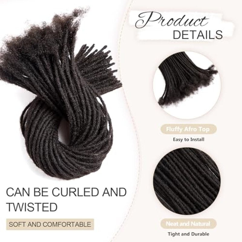 DAIXI 0.4cm and 0.2cm 0.6cm 0.8cm Options 4-18 Inch 60 Strands 100% Real Human Hair Dreadlock Extensions for Man/Women Handmade Permanent Loc Extensions Bundles Can Be Dyed Bleached Curled and Twisted