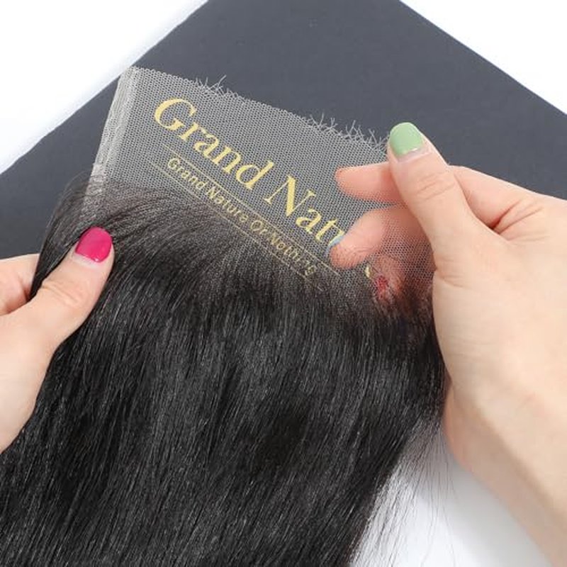 Grand Nature 5x5 HD Lace Closure, Virgin Human Hair Lace Closure Straight, Pre Plucked Natural Hair Line With Bleachable Knots