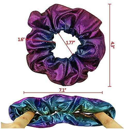 Shiny Scrunchies Metallic Tone Hair Bands Elastic Hair Ties Set Glitter Ponytail Holder Soft Scrunchy for Women(6 Pack Hair Scrunchies)