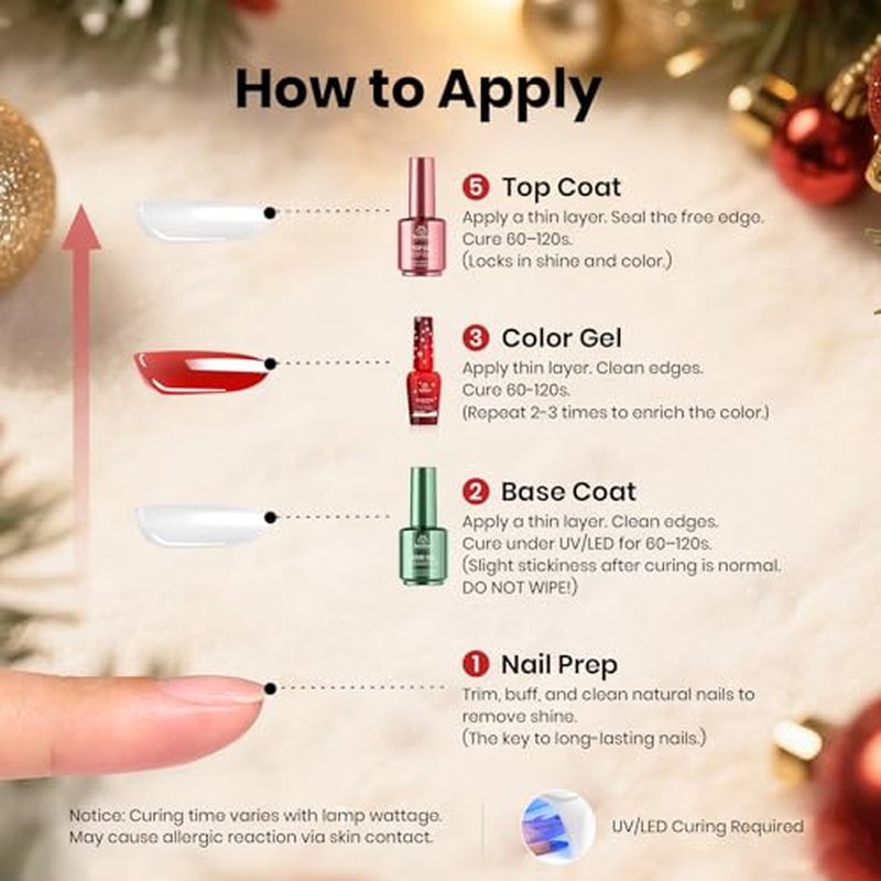 Beetles 67Pcs Gel Nail Kit Crystal Christmas Gifts for Women Teen Girls - 12 Colors Cat Eye Red Glitter Gel Polish Kit with U V Light & Nails Stand Acrylic Holder Display Nails Stuff Manicure Set
