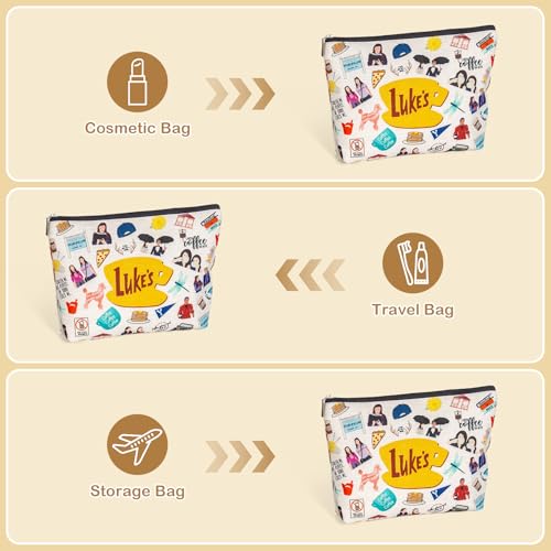 Gilmore Makeup Bag, TV Show Merchandise Fans Gifts, Luker's Dinner Inspired Presents, Cosmetic Toiletry Case with Zipper, Travel Essentials Organizer for Women/Sister/Friend