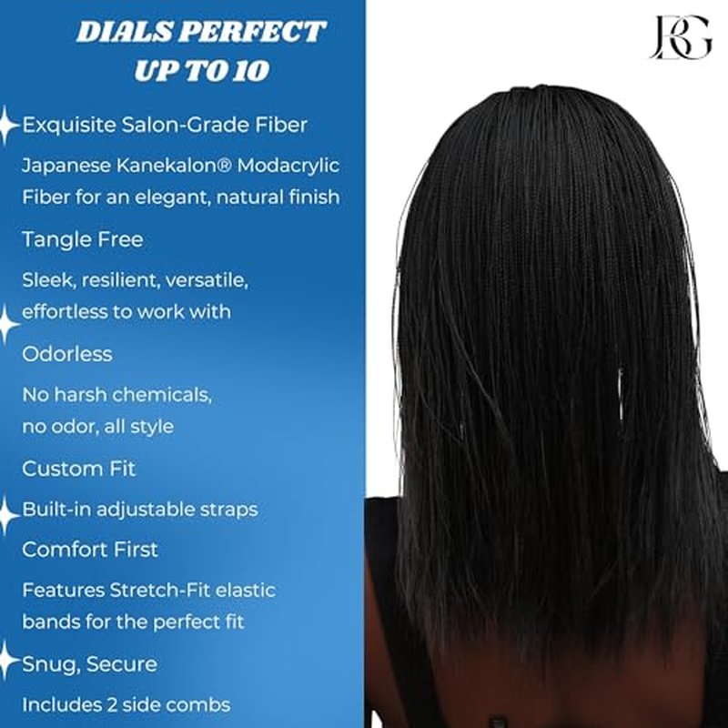 Twisted Wigs, 12-Inch Micro Million Twist Braided Wig - Light, Soft Braid Wigs for Black Women with Glueless 4X4 Lace Closure - No Tangle Synthetic Braids - Black 1