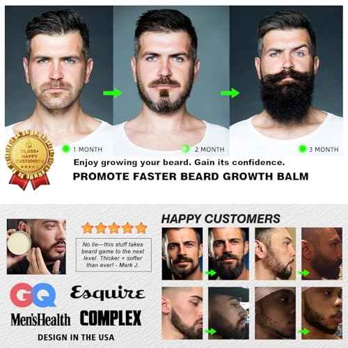Biotin Beard Growth Balm for Men ? Conditioning & Thickening Balm with Castor, Shea & Jojoba Oils ? Non-Greasy, Softens & Nourishes for Fuller, Thicker Facial Hair ? Unscented ? 2 oz