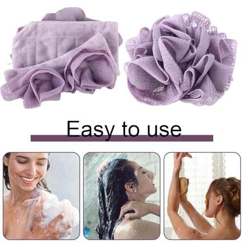 6 Pack Washcloth Loofah Combo 2 in 1 Drawstring Loofah Sponge with Bar Soap Pocket Exfoliation Mesh Shower Puff Ball for Body Wash Cleansing and Smooth Skin (Multicolor)
