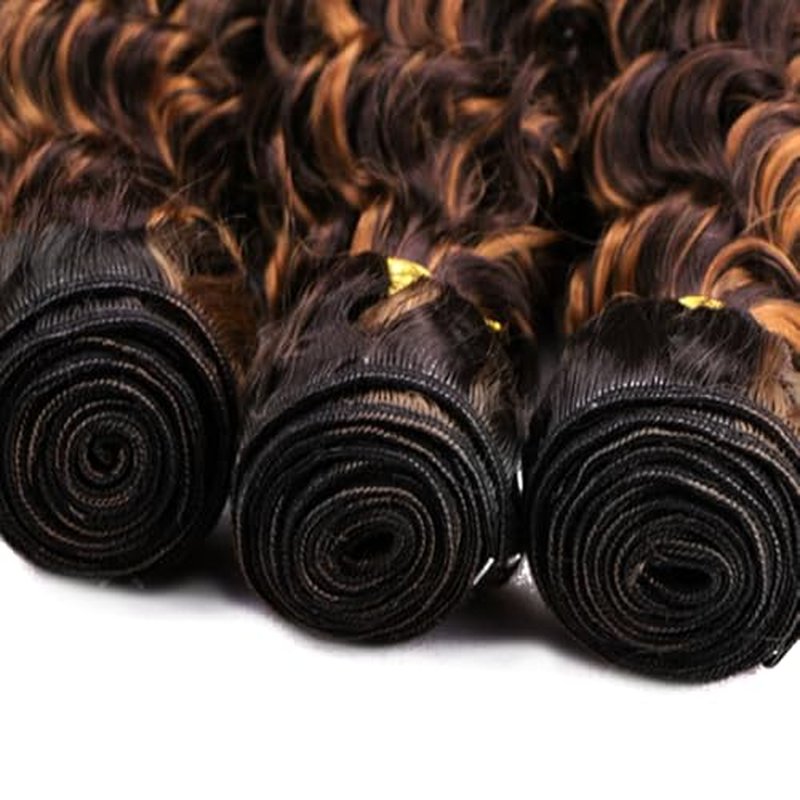 28 30 32 inch P430 Human Hair Bundles Ombre Highlight Deep Wave Bundles Dark Brown Human Hair Bundle Double Weft 300g