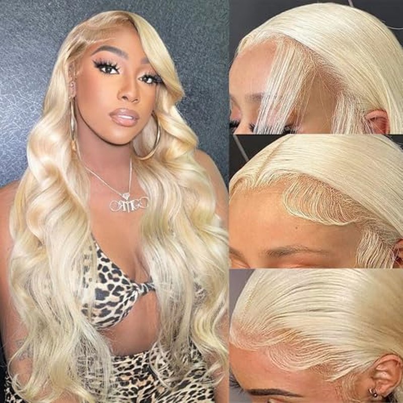 26 Inch 613 Lace Front Wigs Human Hair 200 Density 13x6 HD Transparent Lace Full & Thick Body Wave 613 Blonde Wig Glueless Pre Plucked with Baby Hair