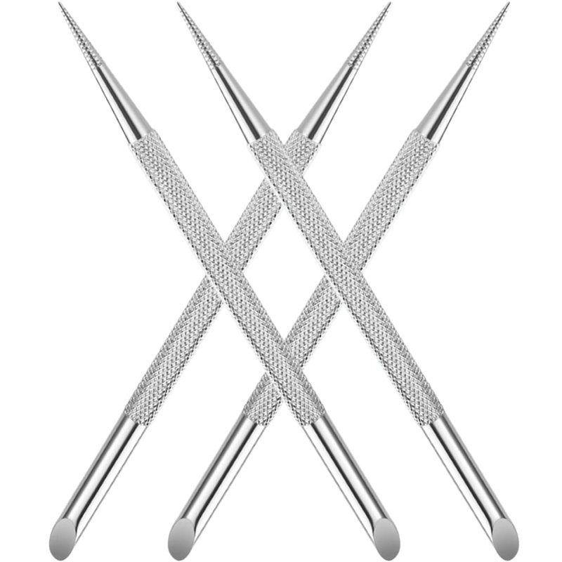 Beavorty 4pcs Stainless Steel Cuticle Pusher Nail Dotting Pen Metal Dead Skin Remover for Professional Manicure Pedicure Nail Art Care Tools