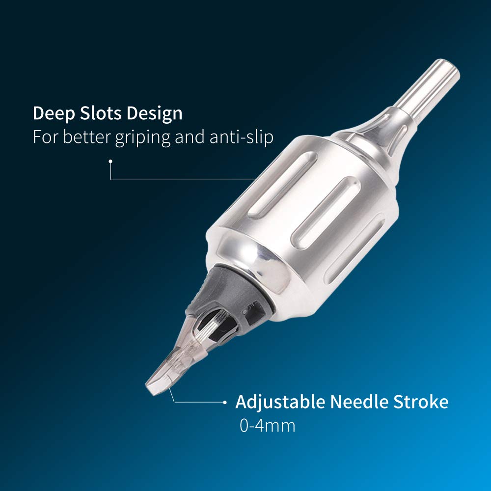CNC 316L Stainless Steel Tattoo Cartridge Grips - Heavy Adjustable 32mm for Rotary & Coil Machines