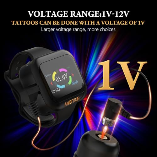 Tattoo Power Supply - Ambition S1 Plus Touch Screen Tattoo Battery Wristband Supply Portable RCA Tattoo 2400mAh Lithium Battery Pack with LCD Touch Display for Rotary Tattoo Machine