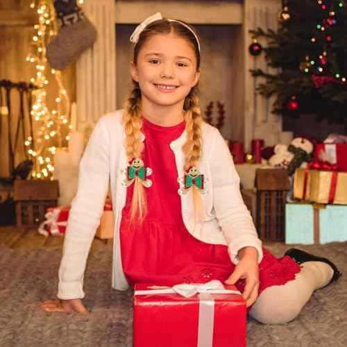 Glitter Christmas Hair Clips - 2PCS Sparkly Cute Gingerbread Man Hair Clips for Girls Non-slip Metal Alligator Hairpin Barrette Festive Hair Accessory for Christmas Party Kids Xmas Gifts