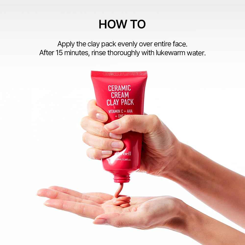Parnell AHA Omija Ceramic Cream Clay Pack 3.38 fl oz | Pore Purifying Sebum Control Non-Drying Cooling Mask | Exfoliating for Smooth Skin K-Beauty