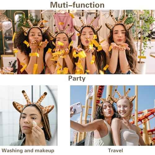 Beviliu Giraffe Ears Headband, Giraffe Costume for Halloween Christmas Festival Theme Party Animal Cosplay Antler Headwear, 1Pack
