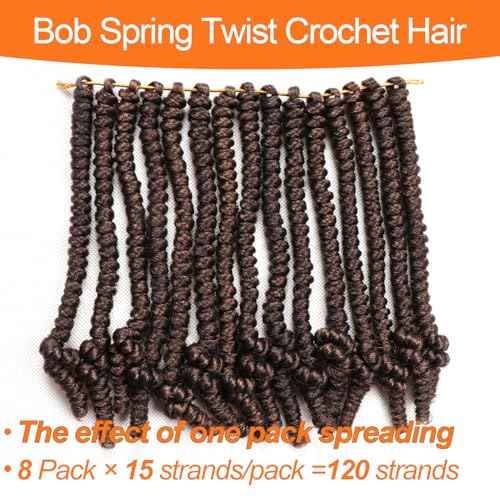 8 Packs Short Bob Spring Twist Crochet Hair for Kids 8 Inch Pretwisted Passion Twist Crochet Hair Braids for Black Women (8 Inch, M30#)