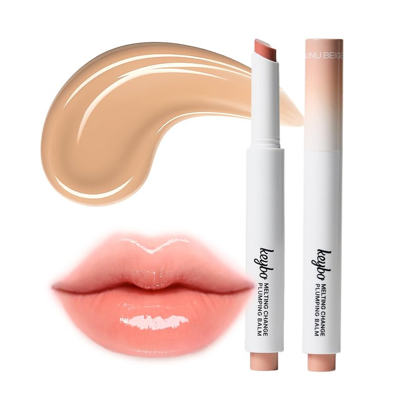 Melting Change Plumping Lip Balm - Hydrating Tinted Lip Plumper for Natural Volume | Non-Sticky K-Beauty Treatment (Nunu Beige)