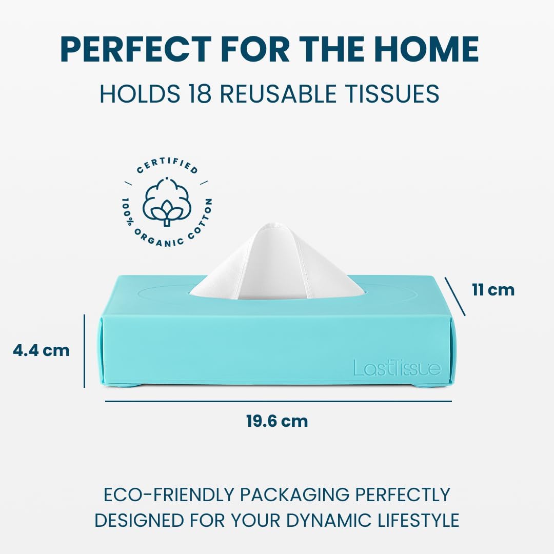 Reusable Cotton Tissue Box - Eco-Friendly Face Towels & Handkerchiefs for Men & Women | Washable Tissue with Storage Case
