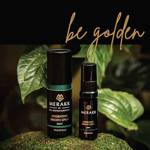 Merakk Dry Mouth Spray Hydrating Fresh Breath Spray (Mint) - Sugar-Free Breath Freshener | Bad Breath Spray W/Xylitol, Stevioside, Menthol - Dentist-Designed- 0.3 fl oz