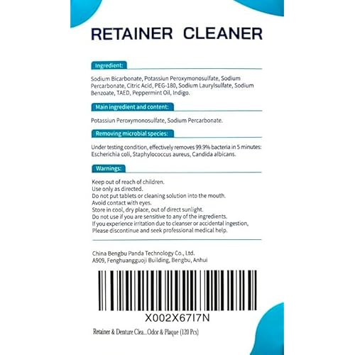 Retainer & Denture Cleaner Tablets - 4 Months Supply (120 pcs) Dental Retainers for Aligner - Mouth & Night Guards - False Teeth Whitening - Removes Odor & Plaque (120 Pcs)