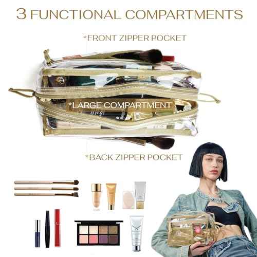 Rough Enough Clear Toiletry Bag for Traveling Women Travel Size Toiletries Makeup Cosmetic Organizer Large Stiff