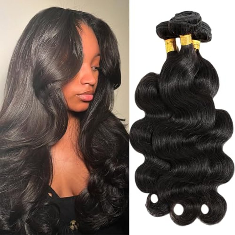 Body Wave 3 Bundles Human Hair 22 22 22 Inch 100% Brazilian Human Hair Bundles Weave Bundles Deals Real Human Hair Extensions Natural Black Color