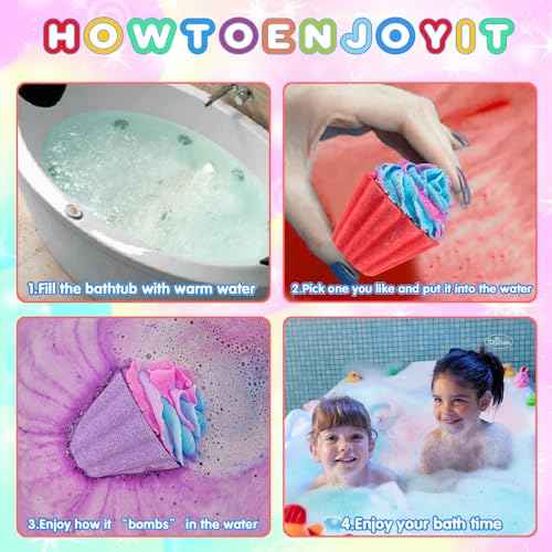 Bath Bombs for Kids with Surprise Unicorn Inside, 20 Kids Bath Bombs Gift Set, Handmade Bubble Bath Fizzes Bomb for Chrildren Birthday Christmas and Party Favor Christmas Gifts Set for Girls