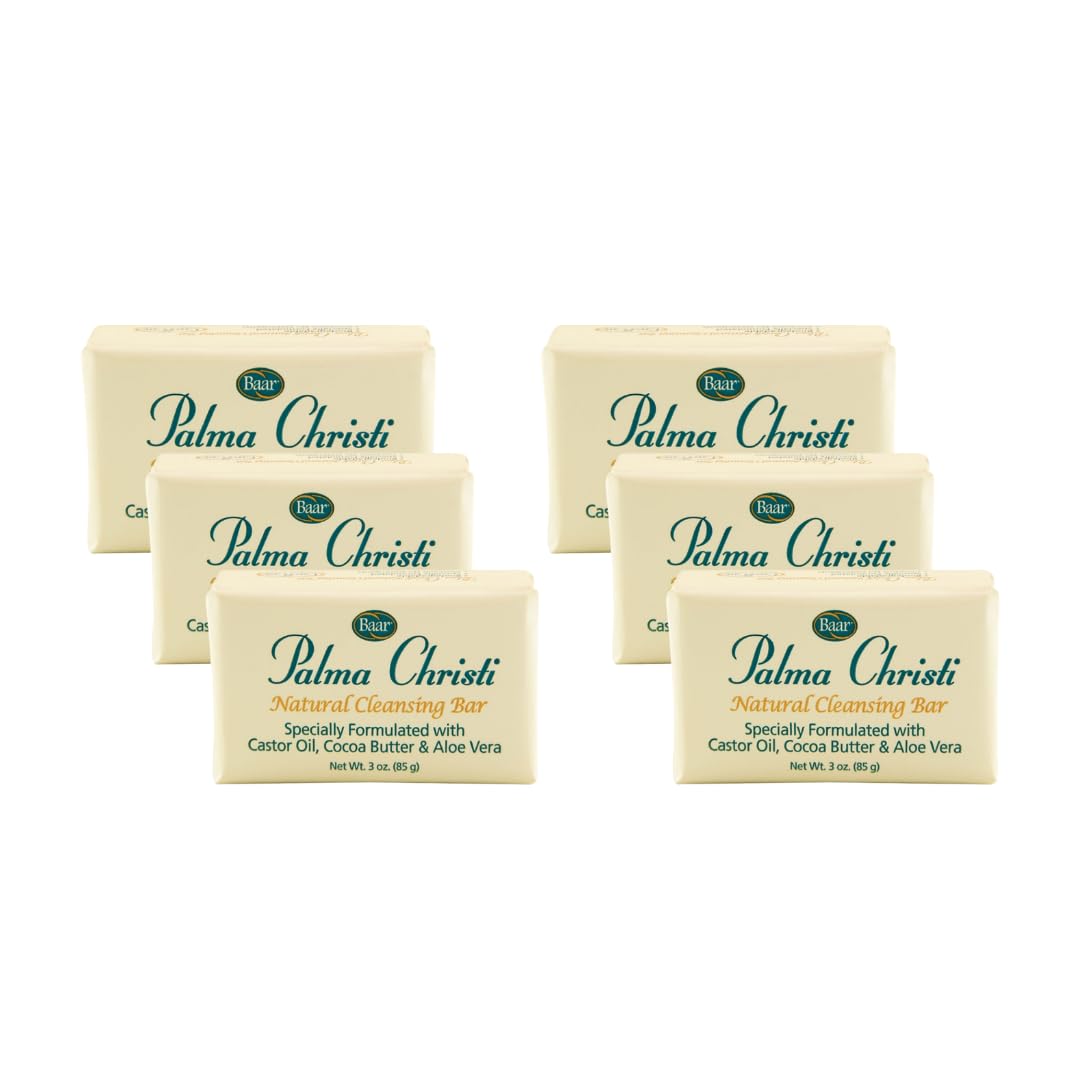 Baar Palma Christi (Castor Oil) Natural Cleansing Bar Soap, 6 bar set