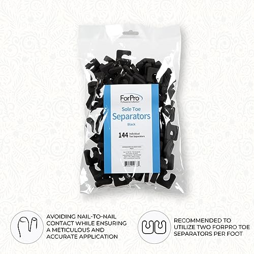 ForPro Sole Toe Separators - Black Luxurious Foam Separators - Individual Toe Separators for Pedicures ?¢桰 144-Count