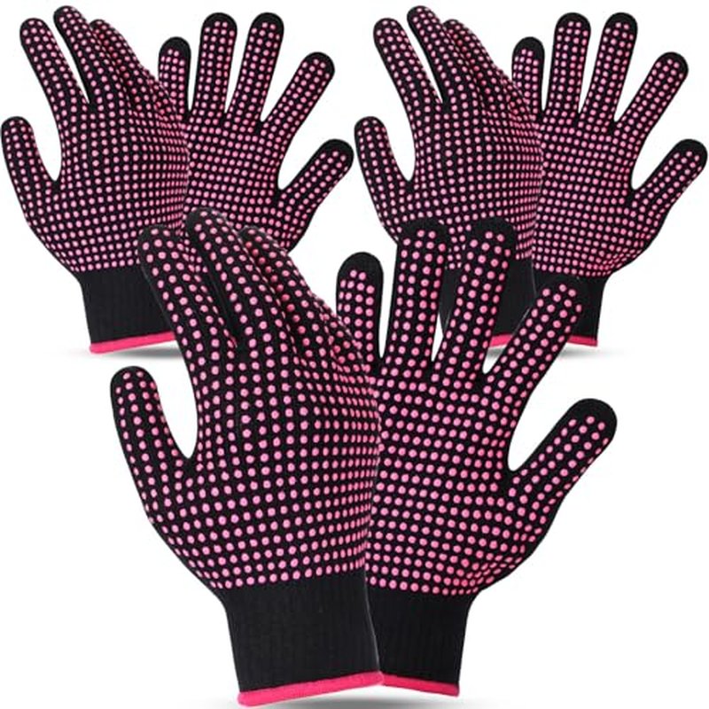 Riyiper 3 Pairs Heat Resistant Gloves for Sublimation, Gloves for Heat Press with Silicone Bumps Applies to Resistant Work, Hair Styling, Universal Fit Size