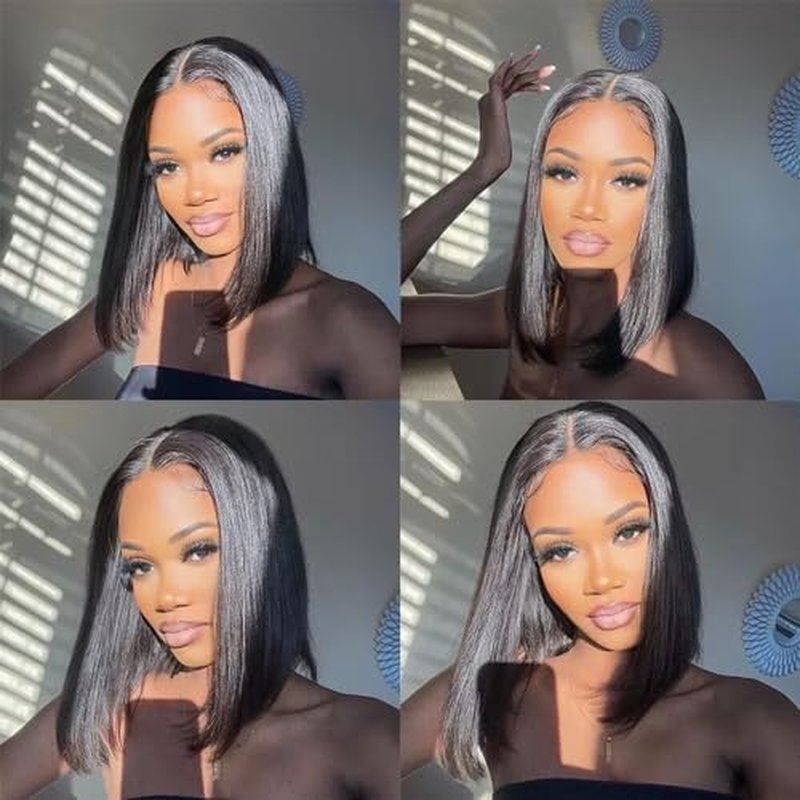 5X5 SKINLIKE Real HD Human Hair Short Bob Wigs Pre Plukced 0.10mm Ultra-thin Invisible Swiss HD Lace Closure Straight Bob Wigs Single Knot Undetectable Melted Lace Closure Wigs 150% Density 8"