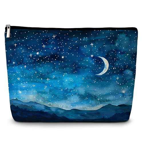 GREOXG Night Starry Sky Makeup Bag, Small Travel Cosmetic Bag with Zipper, Cute Makeup Pouch Gift Ideas for Women Teen Girls Friends Mom Sisters Teacher Birthday Christmas Wedding Graduation-E26